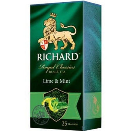 Чай Ричард черный с ароматом лайма и мяты, 25 пакетиков