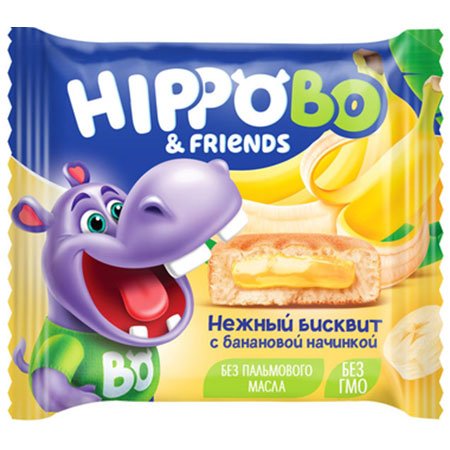 Пирожное бисквитное Hippo Bo&Friends с банановой начинкой, 32г