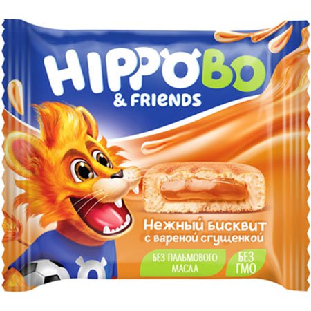 Пирожное бисквитное Hippo Bo&Friends с вареной сгущенкой, 32 г