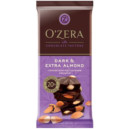 Шоколад O`Zera горький с миндалем Dark&Extra Almond